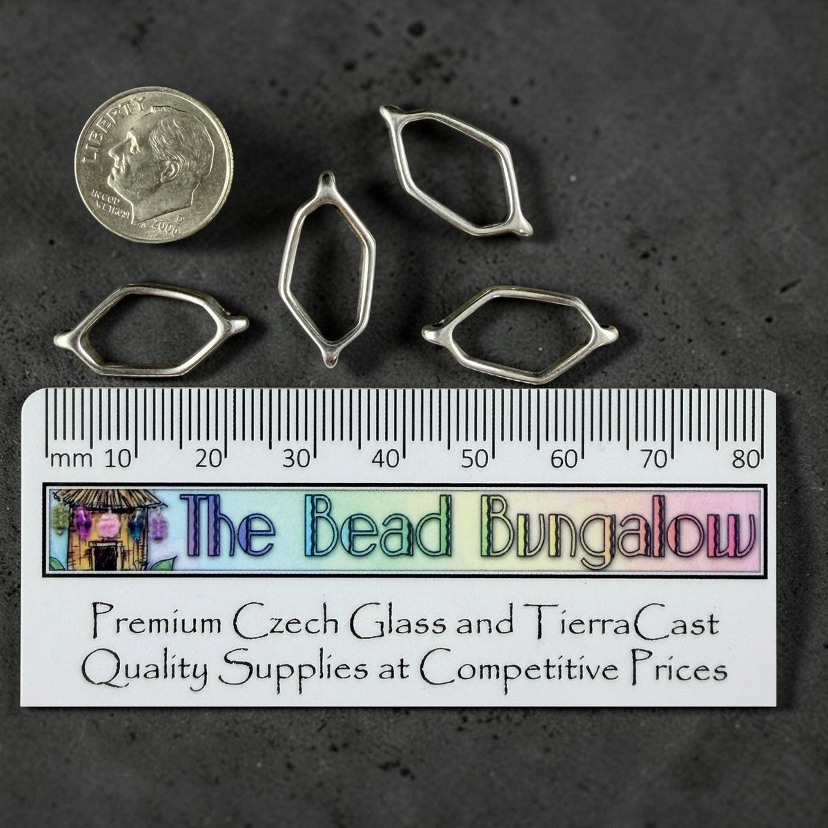 Antiqued Silver Plated Link, 21.75x10.8mm Geometric Polygon Link (PF/013387-77) * Qty. 4