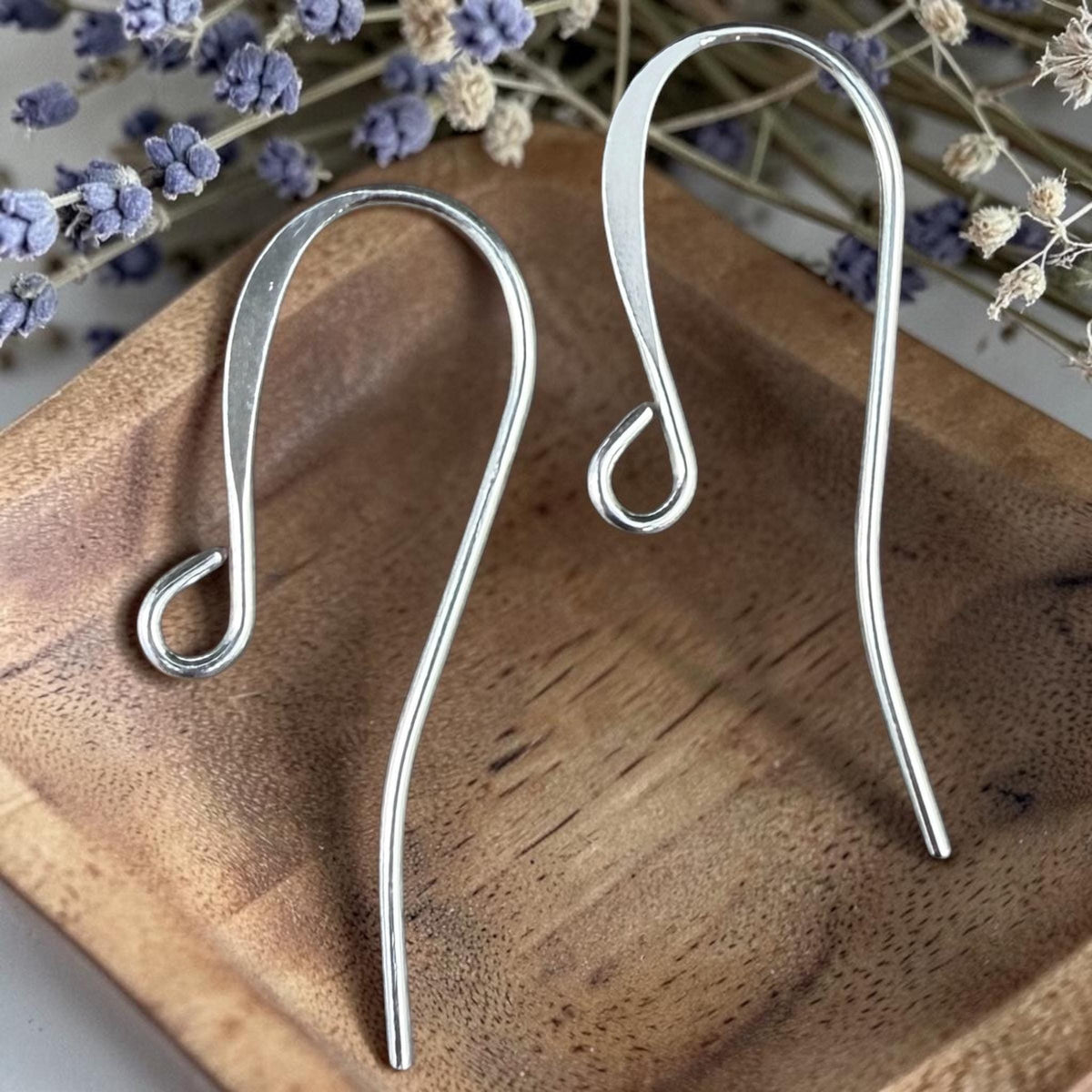 Silver Plated Brass Ear Wires, 28x17mm, Long Earring Hooks (4738) * Qty. 20
