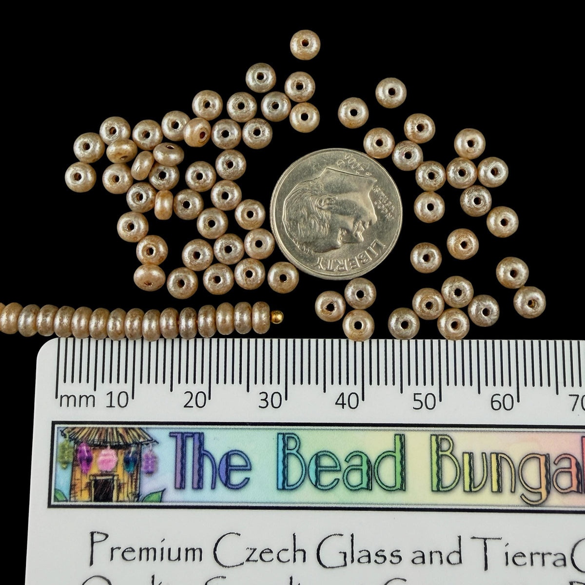 Czech Glass Beads - 2.25x4mm Heishi Rondelle, Champagne Luster (963740) * 100 Beads