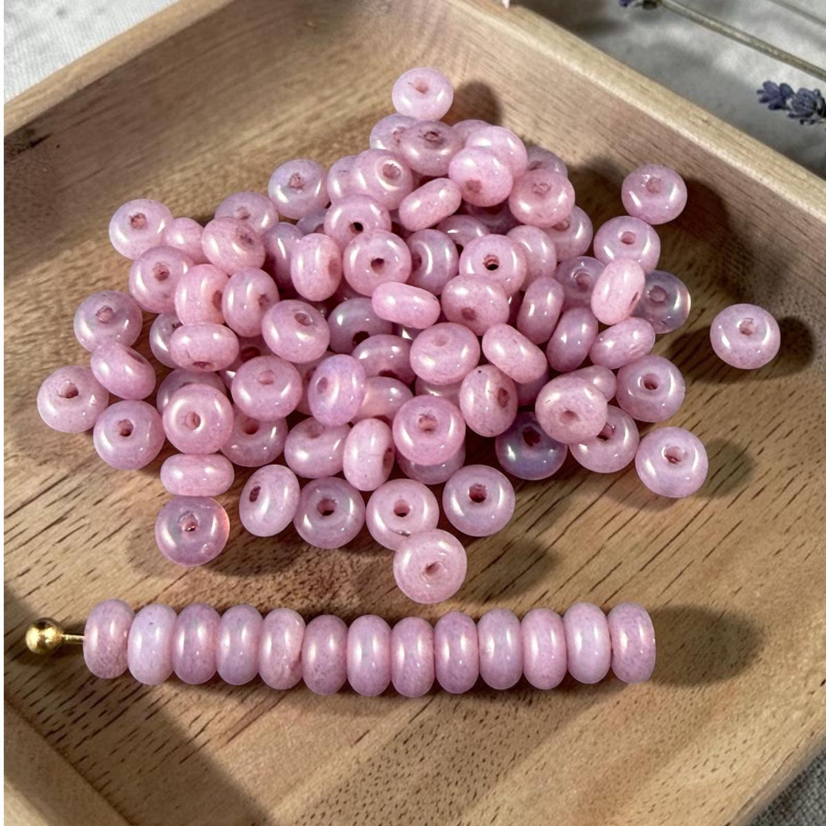 Czech Glass Beads - 2.25x4mm Heishi Rondelle, Rose Opaline (950433) * 100 Beads