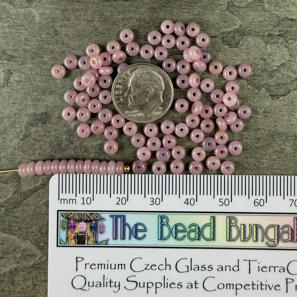 Czech Glass Beads - 2.25x4mm Heishi Rondelle, Rose Opaline (950433) * 100 Beads