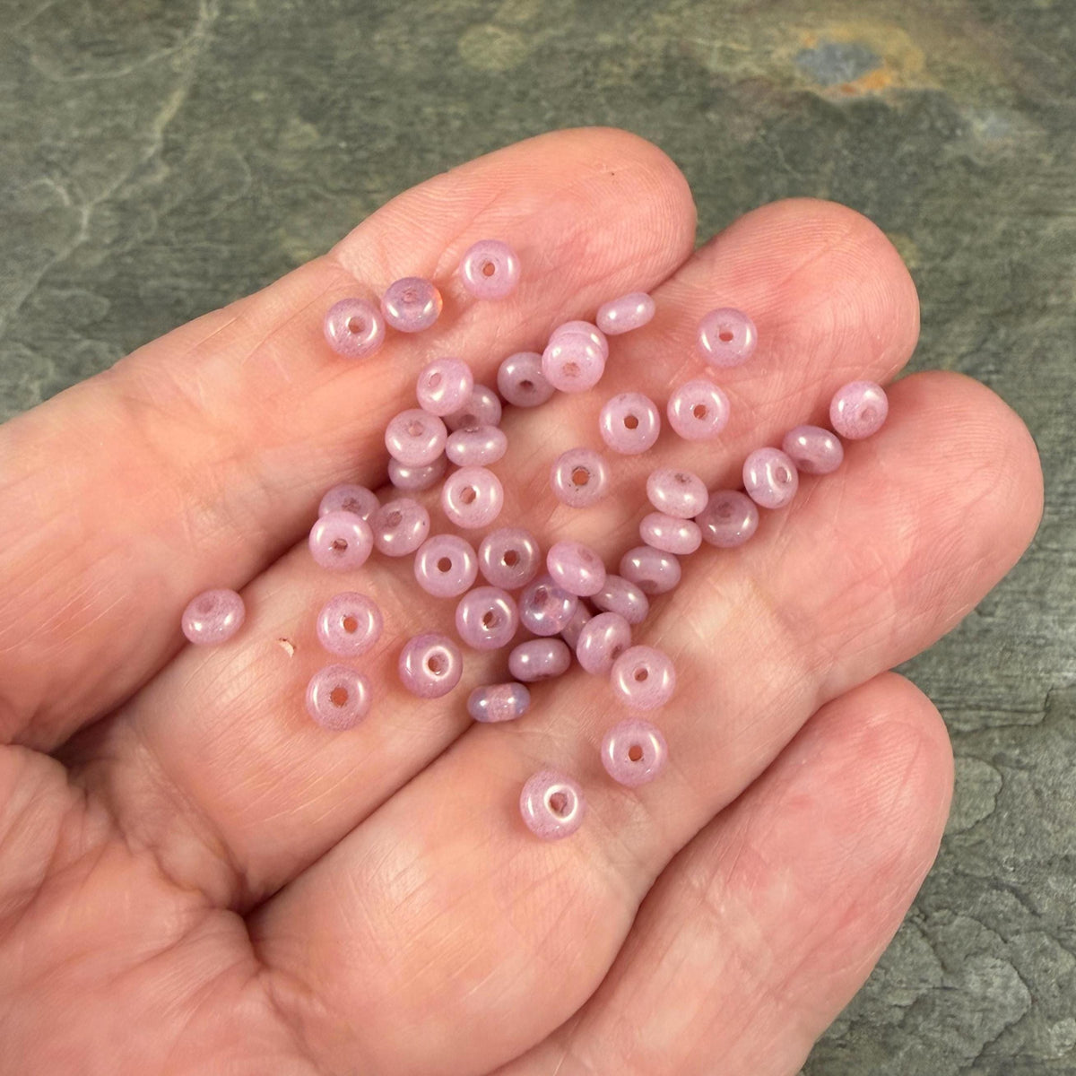 Czech Glass Beads - 2.25x4mm Heishi Rondelle, Rose Opaline (950433) * 100 Beads