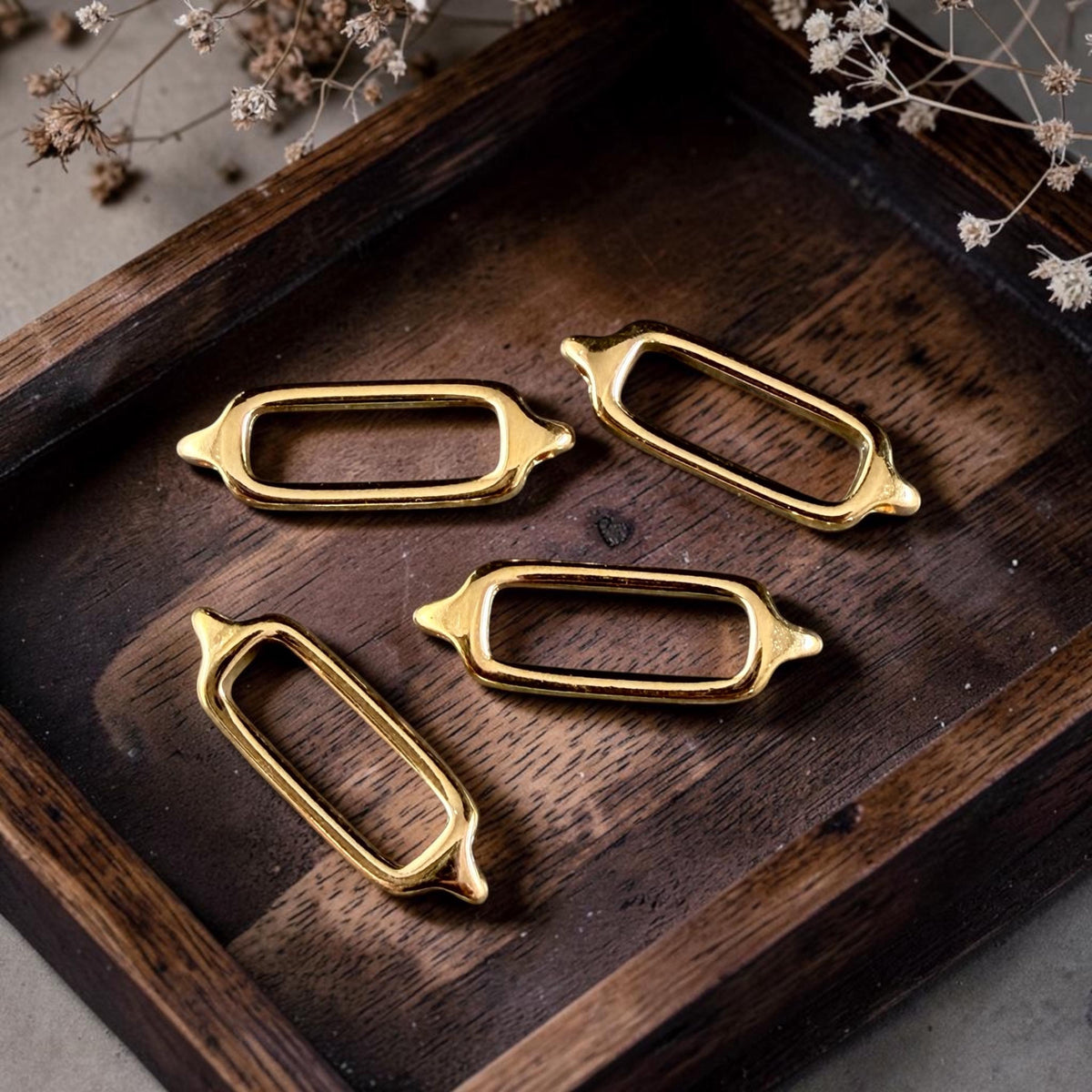 24k Gold Plated Link, 25.5x8.4mm Open Rectangle Link (PF/013363-12) * Qty. 4