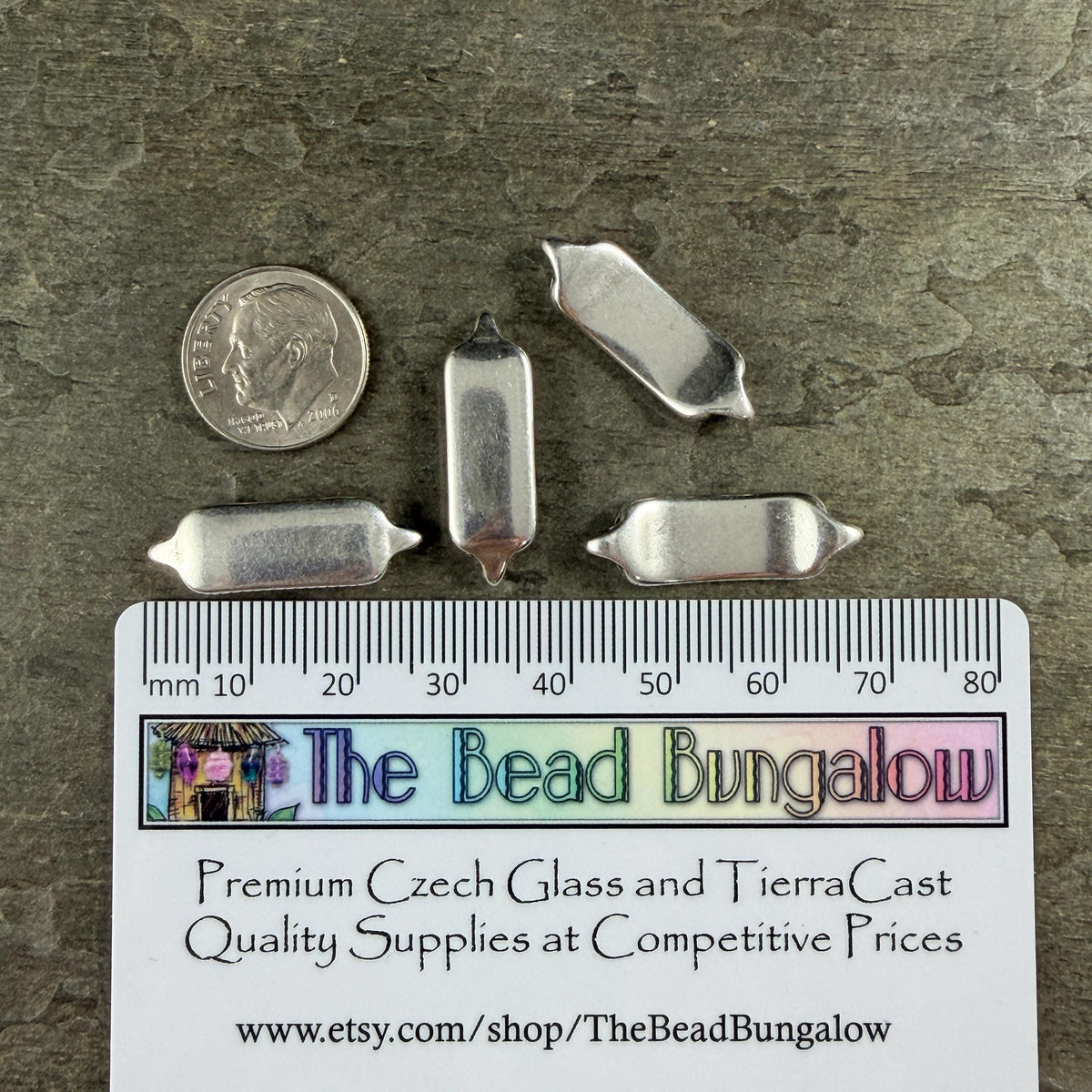 Antiqued Silver Plated Link, 25.75x8.5mm Solid Rectangle Link (PF/013364-77) * Qty. 4