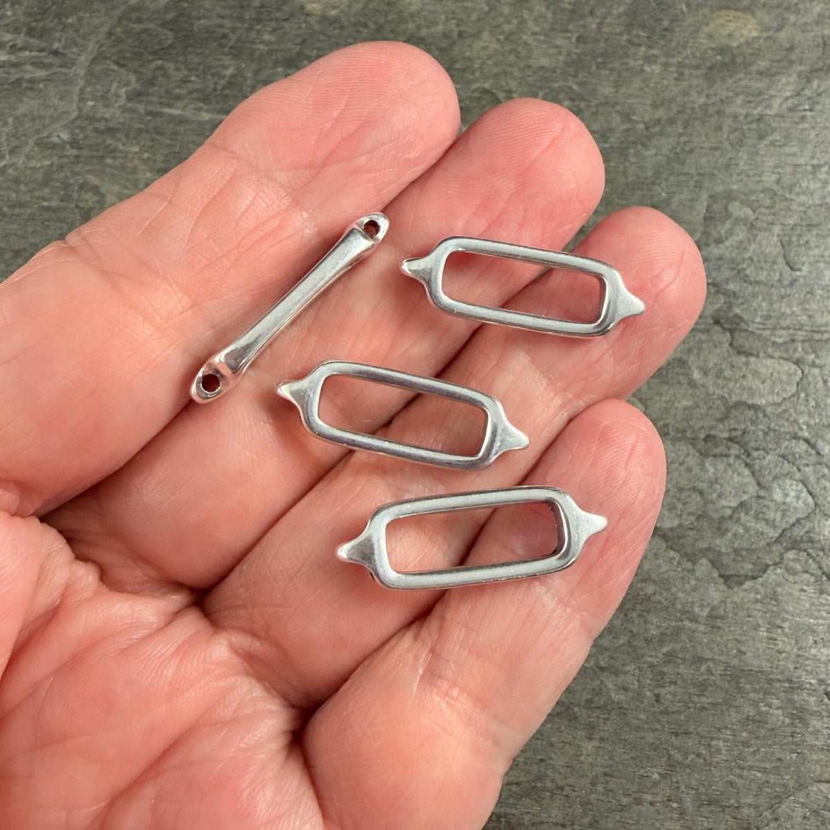 Antiqued Silver Plated Link, 25.5x8.4mm Open Rectangle Link (PF/013363-77) * Qty. 4