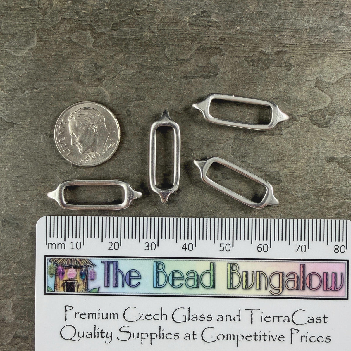 Antiqued Silver Plated Link, 25.5x8.4mm Open Rectangle Link (PF/013363-77) * Qty. 4