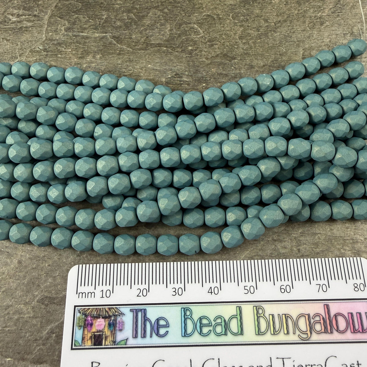Czech Glass Beads - 6mm Faceted Round, Matte Finish Slate Blue (FP6/SM-29771) * 25 Beads