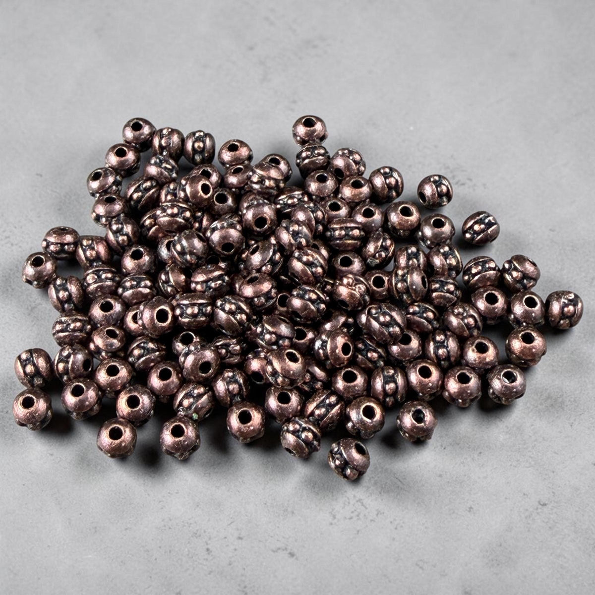 TierraCast 3mm Round Beaded Spacer, Antiqued Copper Plated Seed Bead Size 8 (PF/406-87d) * Qty. 50
