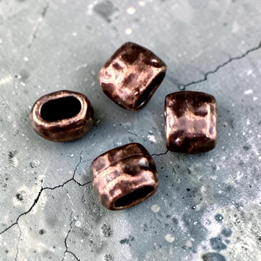 TierraCast Antiqued Copper Crimpable Large Hole Oval Bead, Distressed 4x2mm Barrel Bead (PF/881-87) BULK BAG * Qty. 20