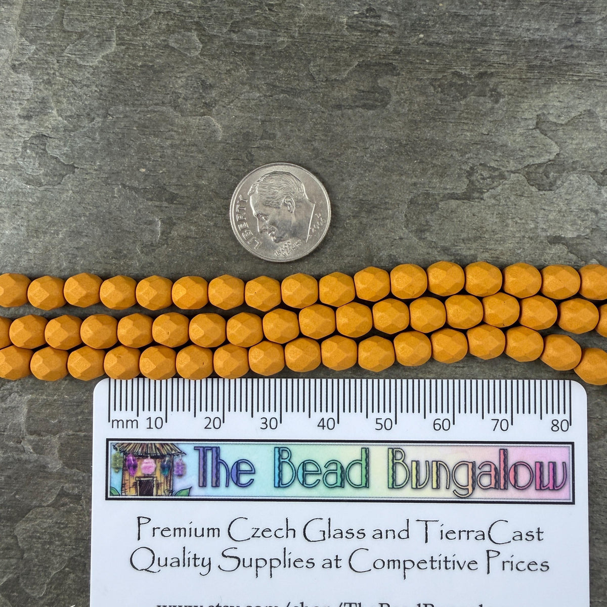 Czech Glass Beads - 6mm Faceted Round, Goldenrod, Matte Finish (FP6/SM-29777) * 25 Beads