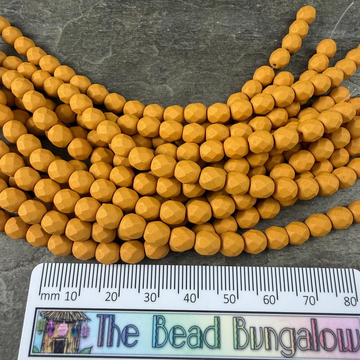 Czech Glass Beads - 6mm Faceted Round, Goldenrod, Matte Finish (FP6/SM-29777) * 25 Beads