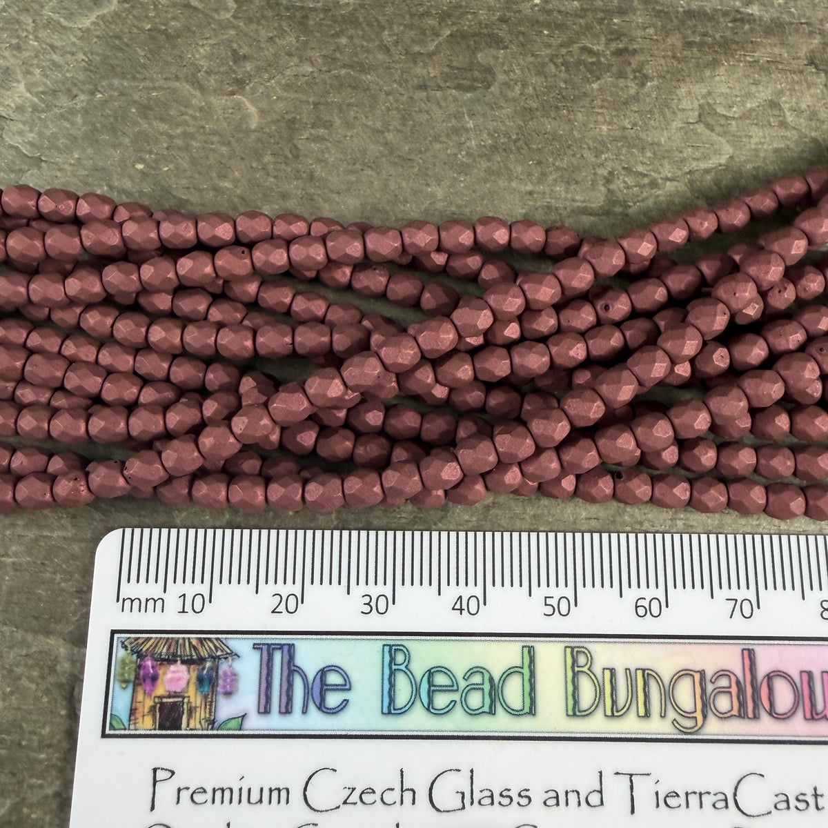 Czech Glass - 4mm Faceted Round Beads, Deep Wine Matte Finish (FP4/SM-29773) * Qty 50