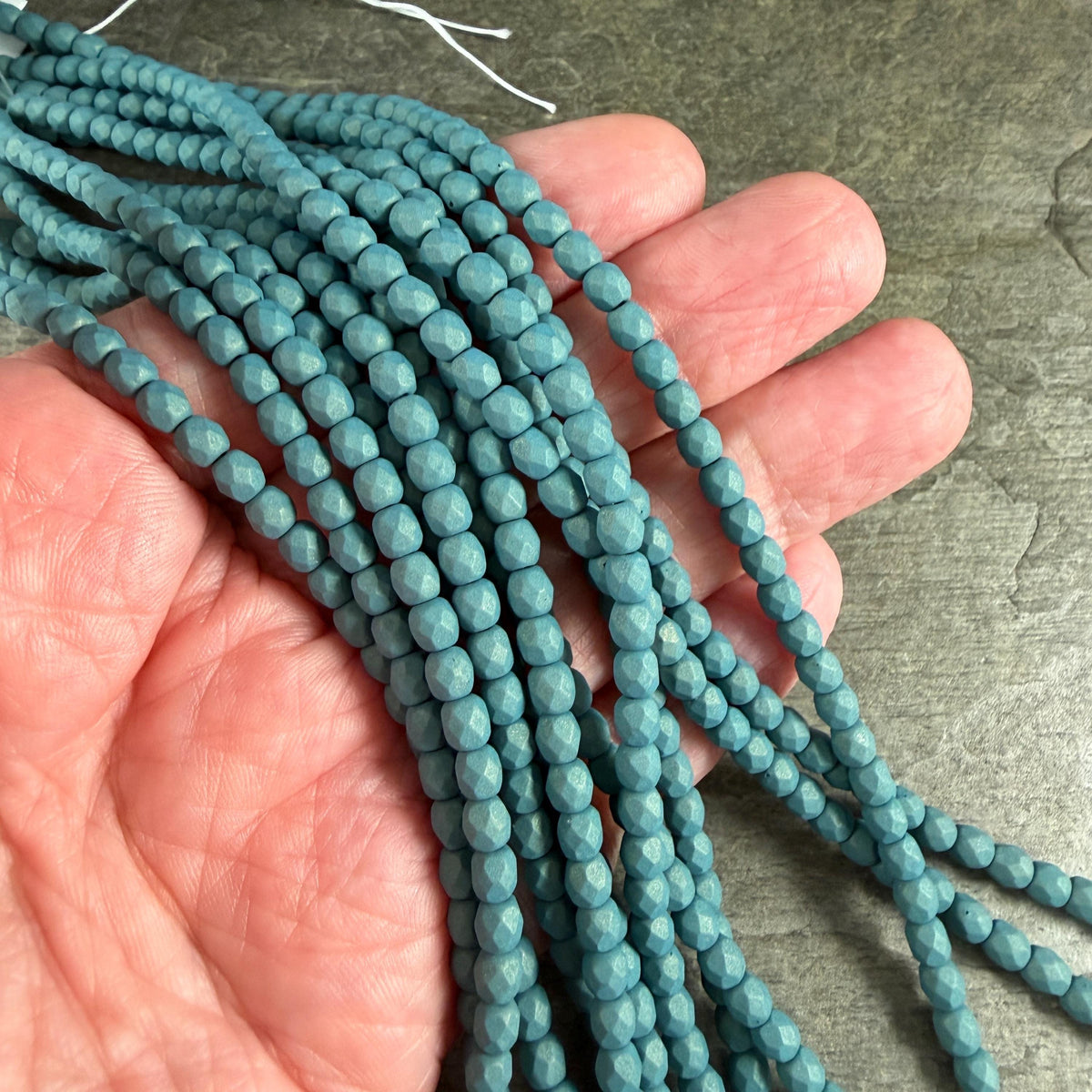 Czech Glass - 4mm Faceted Round Beads, Slate Blue Matte Finish (FP4/SM-29771) * Qty 50