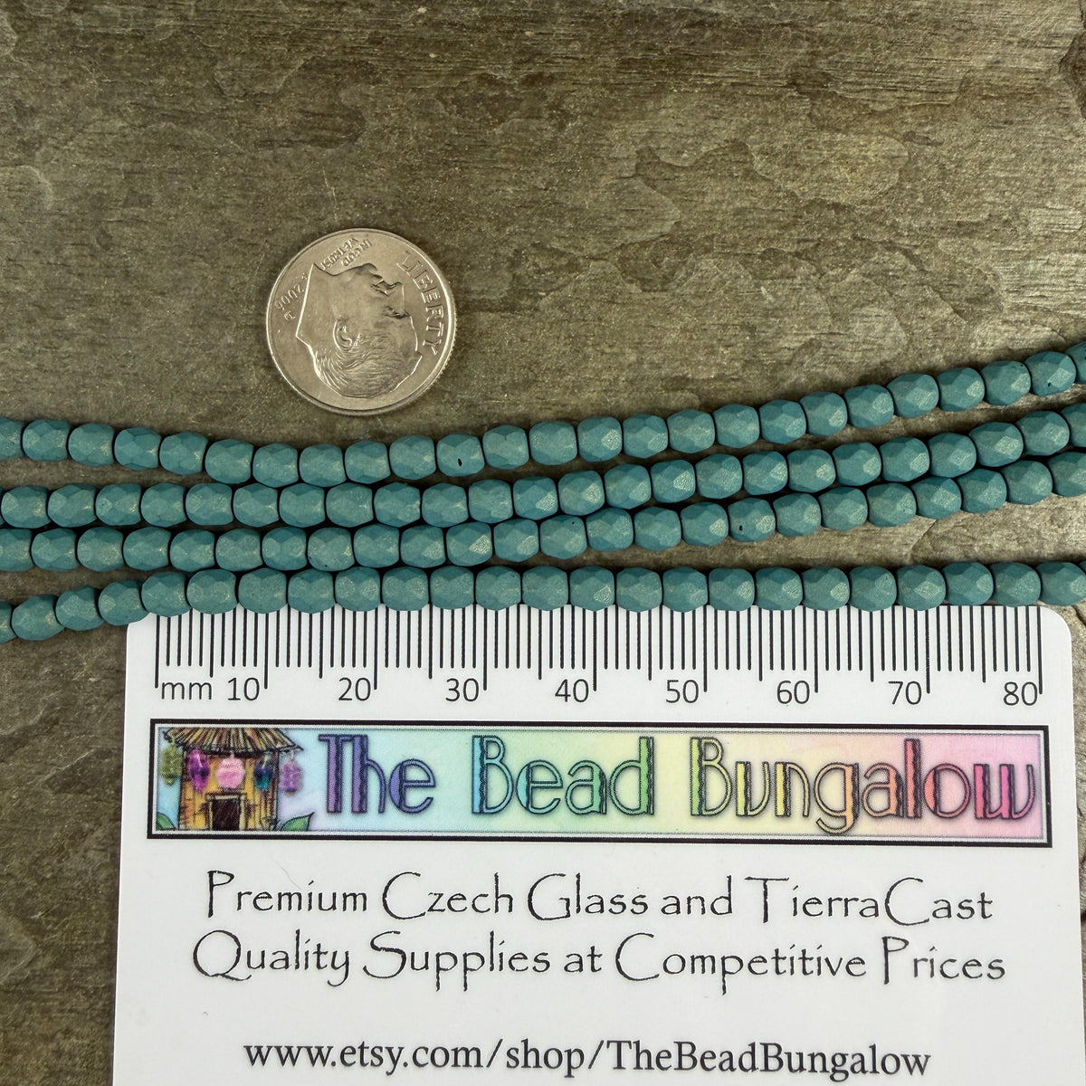 Czech Glass - 4mm Faceted Round Beads, Slate Blue Matte Finish (FP4/SM-29771) * Qty 50