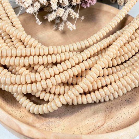 Czech Glass Beads - 4x2mm Heishi Rondelle, Ivory Beige (RD4/SM-P14413) * Qty. 100
