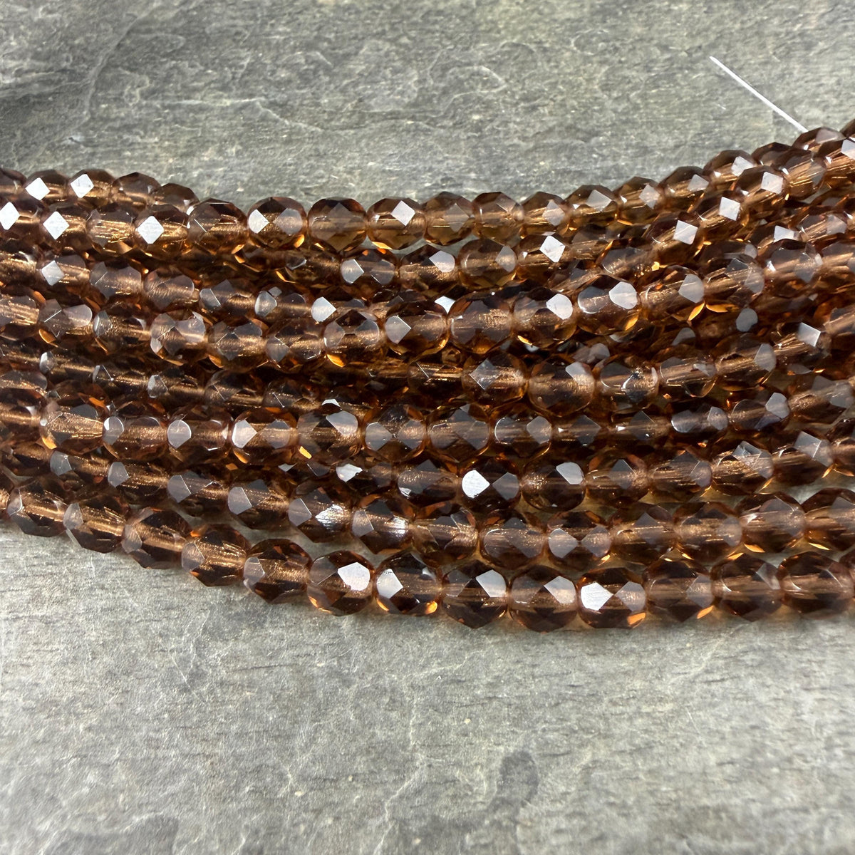 Czech Glass Beads - 6mm Faceted Round, Smoky Topaz (FP6/SM-1023) * 25 Beads