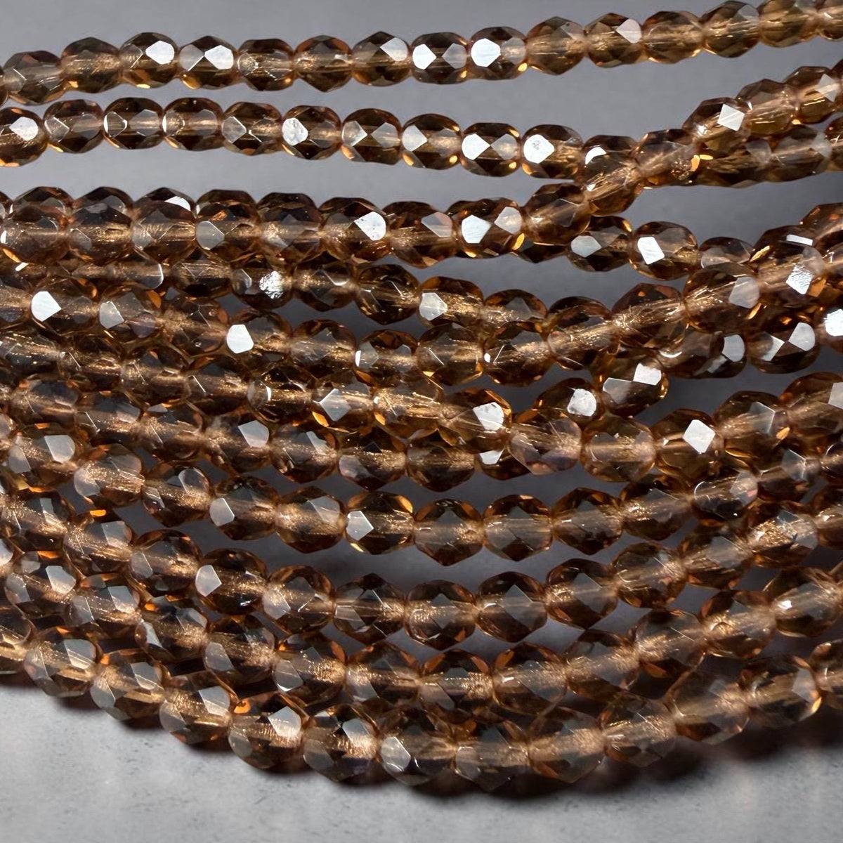 Czech Glass Beads - 6mm Faceted Round, Smoky Topaz (FP6/SM-1023) * 25 Beads
