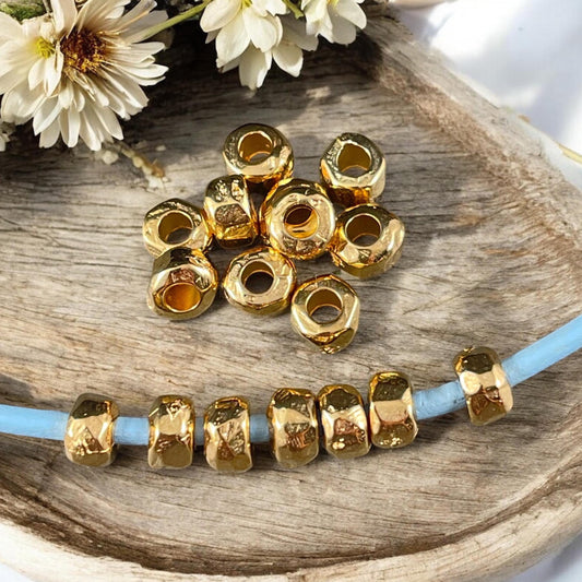 24k Gold Plated Large Hole Rondelle Beads - 5.5mm Organic Nugget (PF/02788-25-12) * Qty. 20