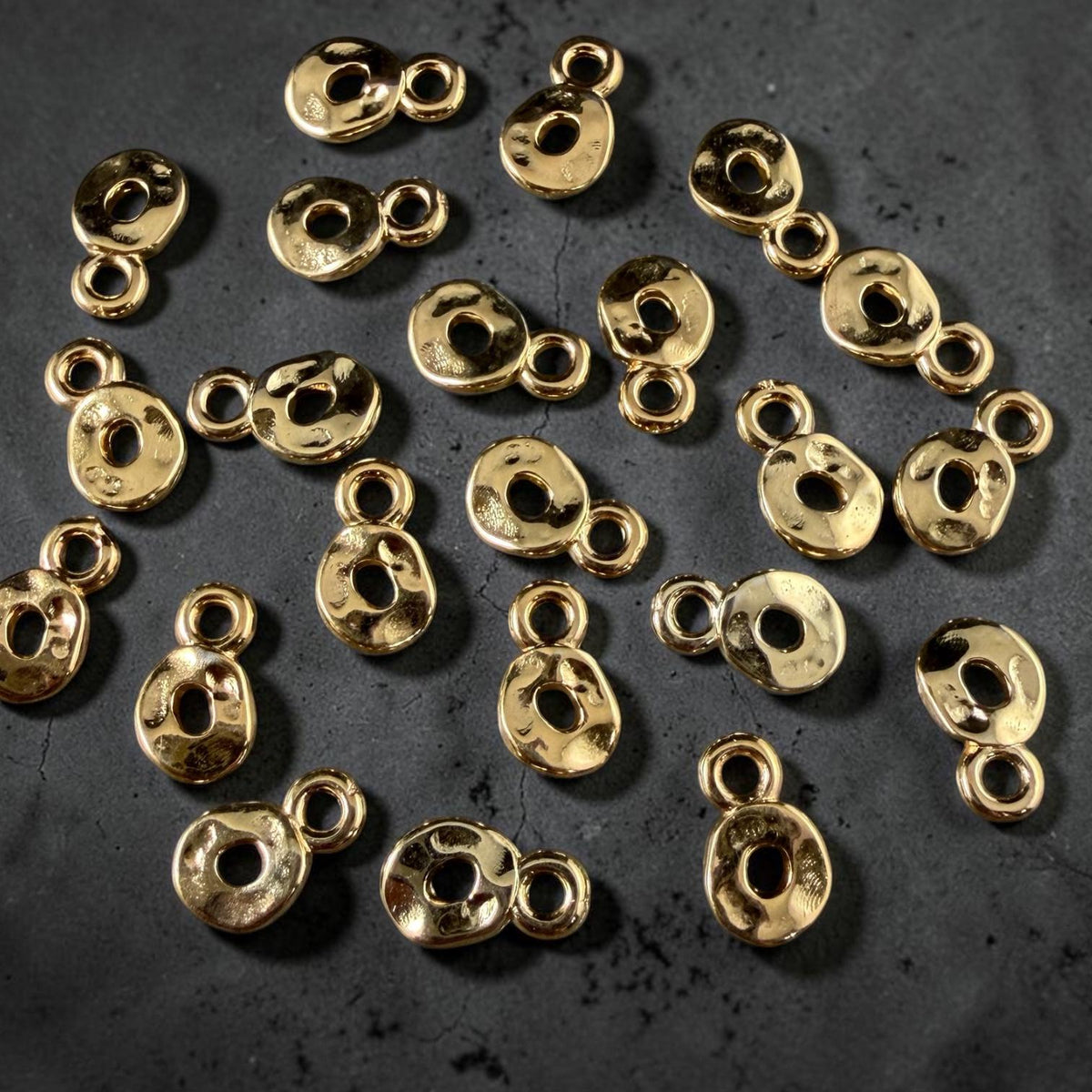 24k Gold Plated Organic Circle Charm, Nickel Free (PF/15348-12) * Qty. 20