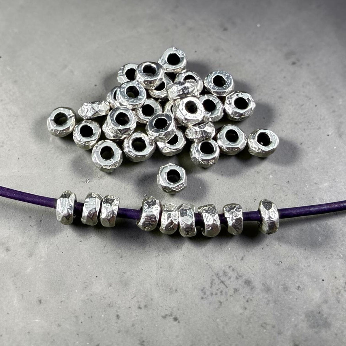 Antiqued Silver Plated Beads, 5mm Organic Nugget, 2.2mm Hole (PF/02788-02-77) * Qty 20