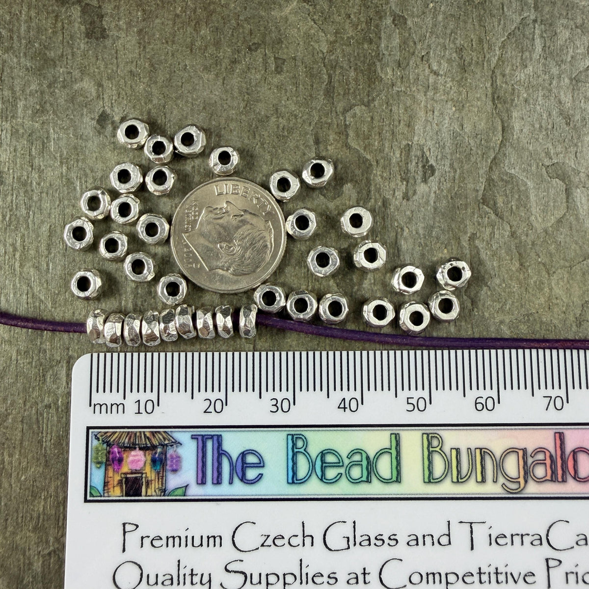 Antiqued Silver Plated Beads, 5mm Organic Nugget, 2.2mm Hole (PF/02788-02-77) * Qty 20