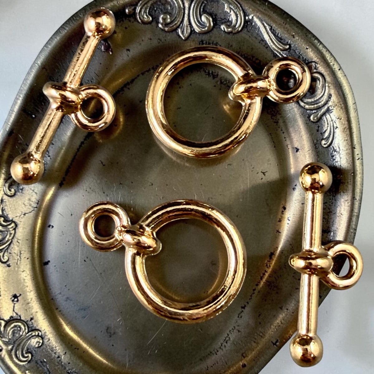 TierraCast 1/2" Anna Toggle Clasp, 24k Gold Plated Pewter, Nickel Free (PF/964-12) * Qty. 2