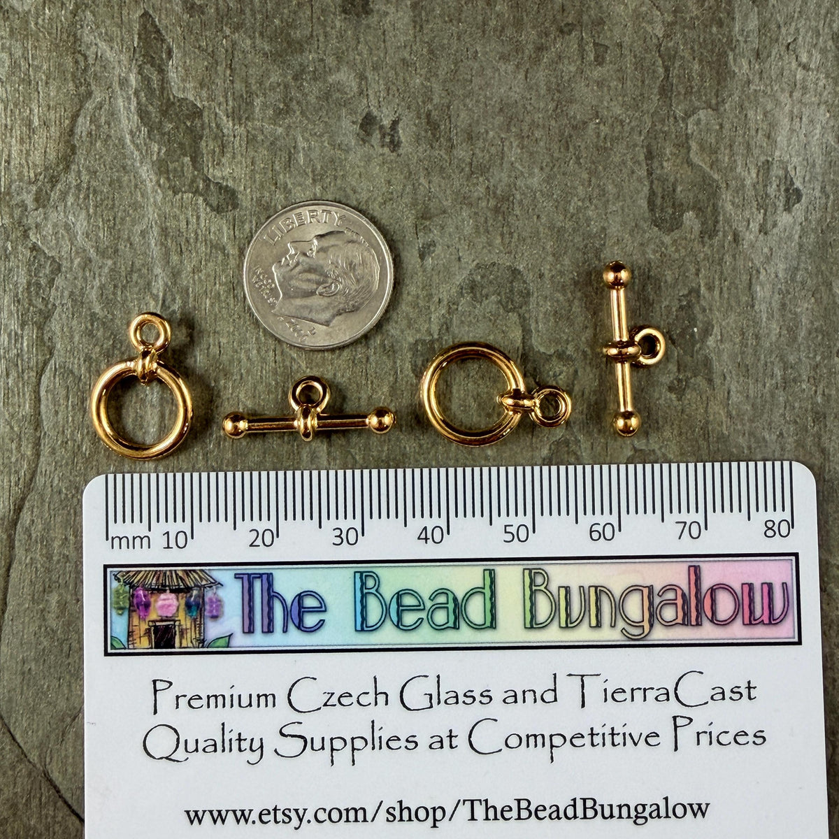 TierraCast 1/2" Anna Toggle Clasp, 24k Gold Plated Pewter, Nickel Free (PF/964-12) * Qty. 2