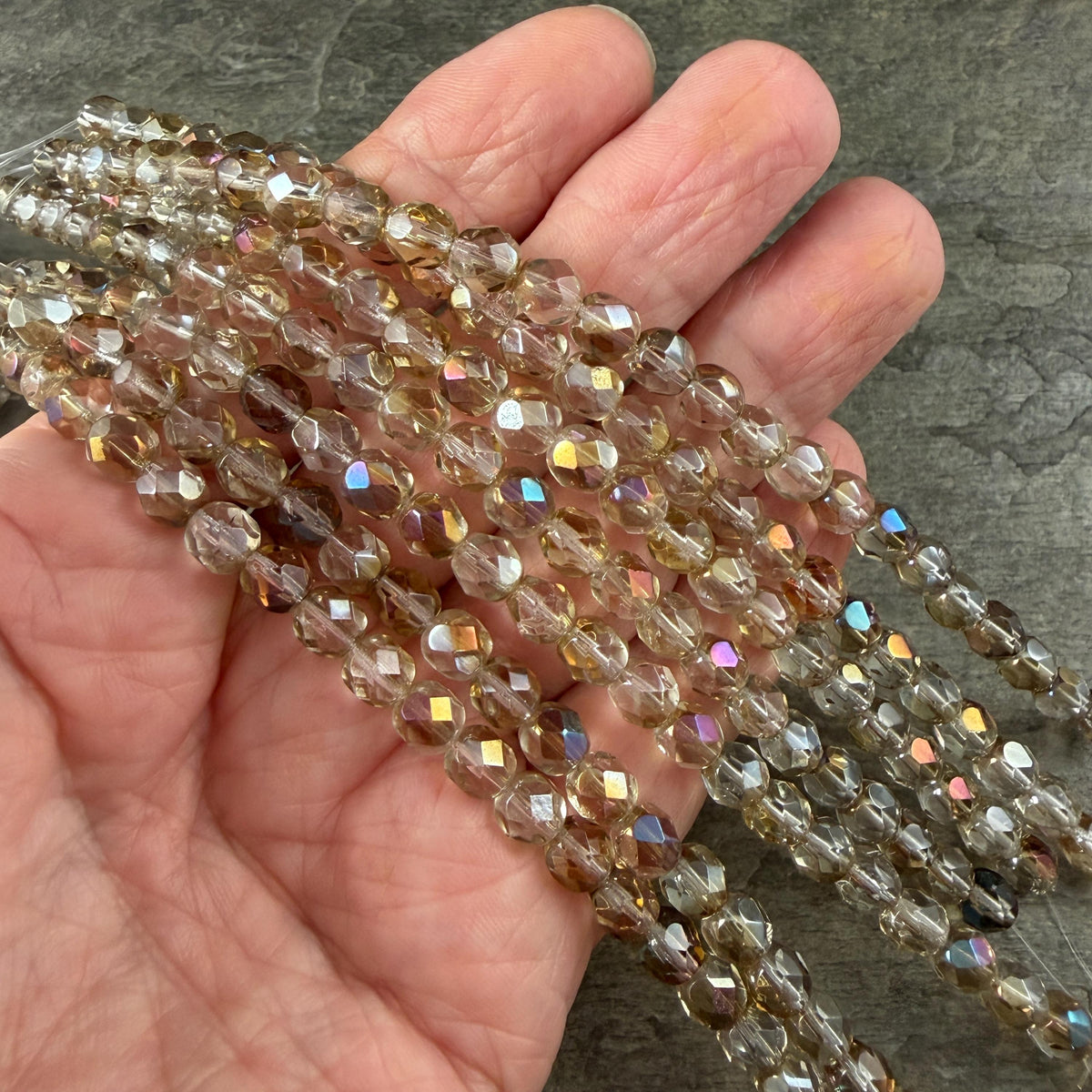 Czech Glass Beads - 6mm Faceted Round, Twilight Crystal (FP6/SM-W0003) * 25 Beads