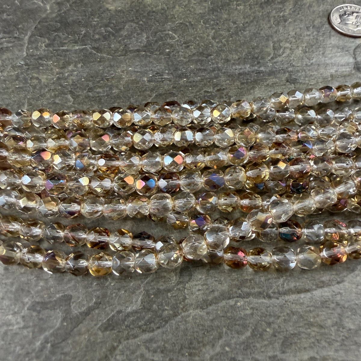 Czech Glass Beads - 6mm Faceted Round, Twilight Crystal (FP6/SM-W0003) * 25 Beads