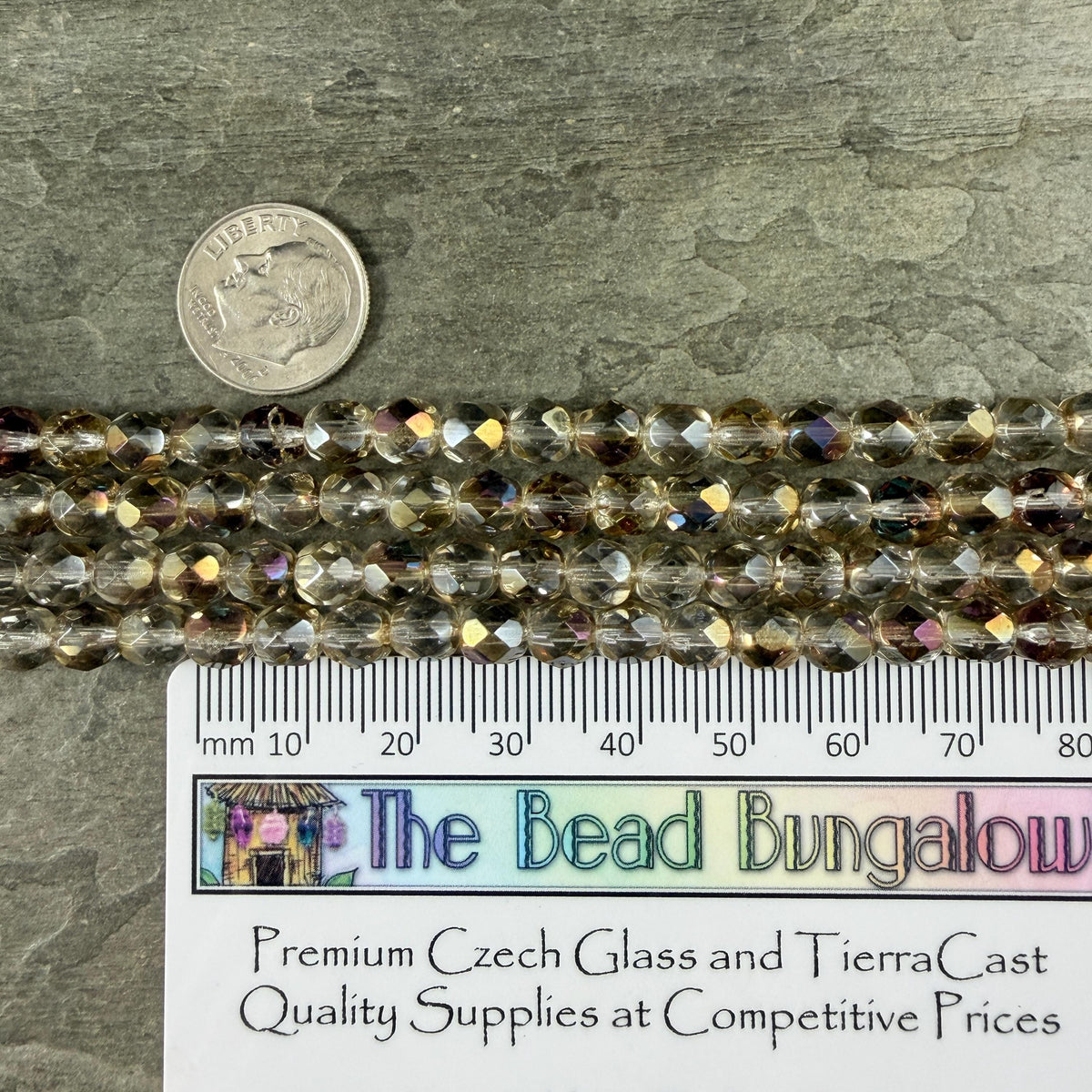 Czech Glass Beads - 6mm Faceted Round, Twilight Crystal (FP6/SM-W0003) * 25 Beads