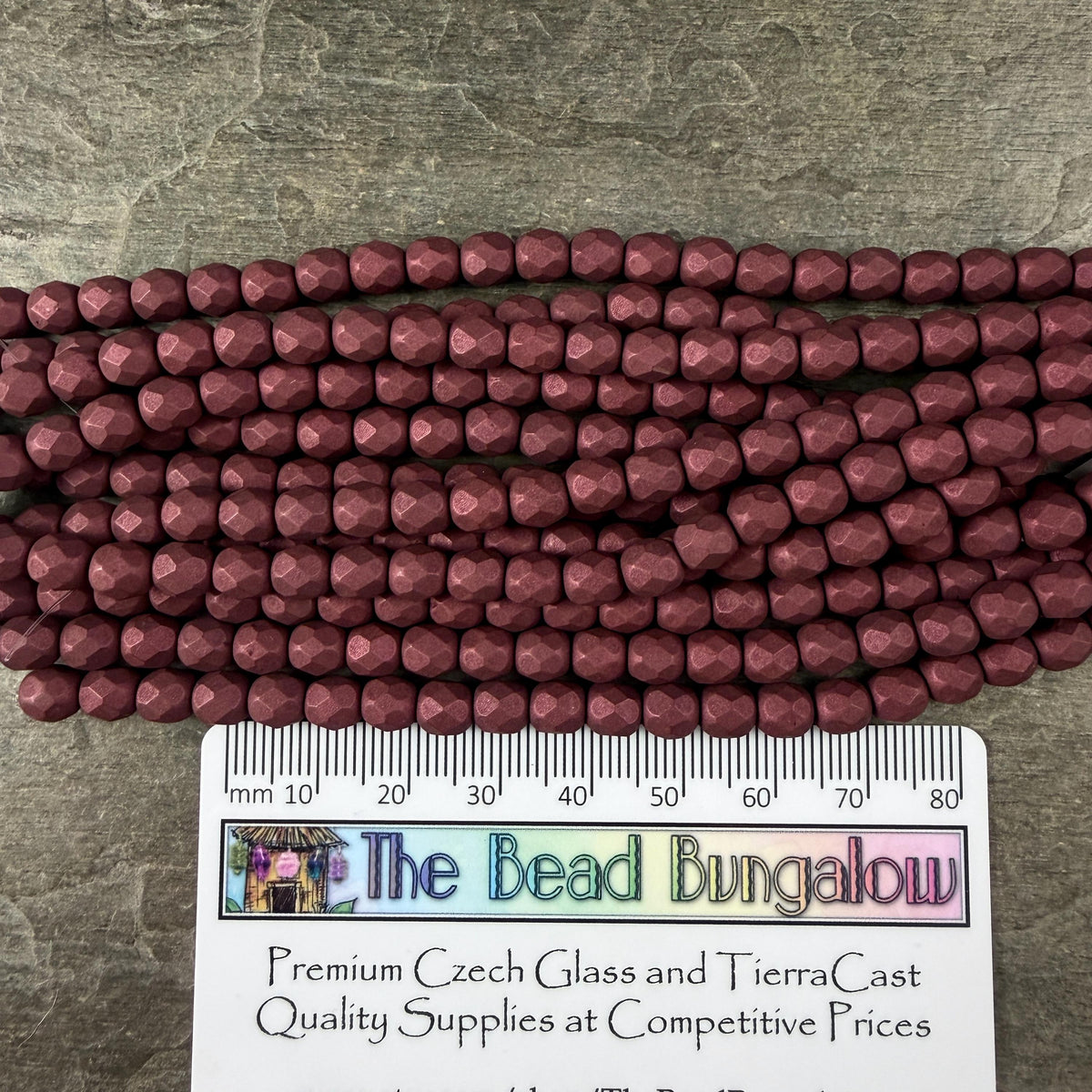 Czech Glass Beads - 6mm Faceted Round, Plum Berry Matte Finish (FP6/SM-29773) * 25 Beads