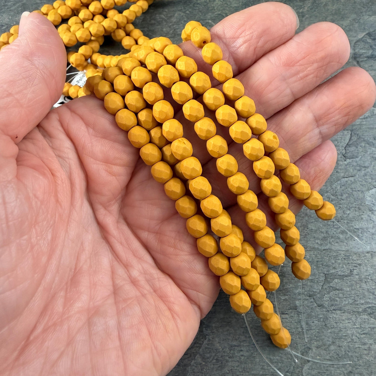 Czech Glass Beads - 6mm Faceted Round, Goldenrod, Matte Finish (FP6/SM-29777) * 25 Beads