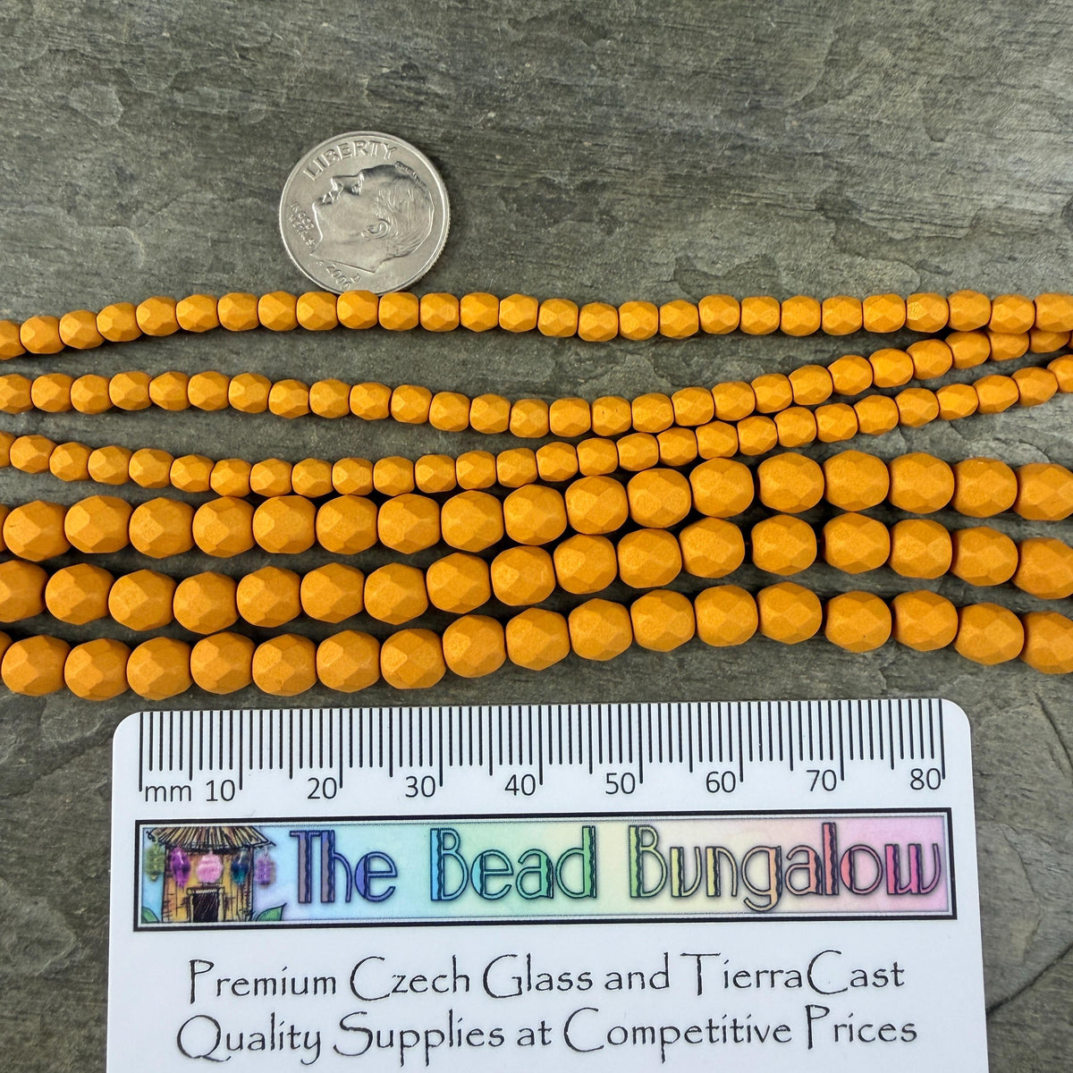 Czech Glass - 4mm Faceted Round Beads, Goldenrod Matte Finish (FP4/SM-29777) * Qty 50