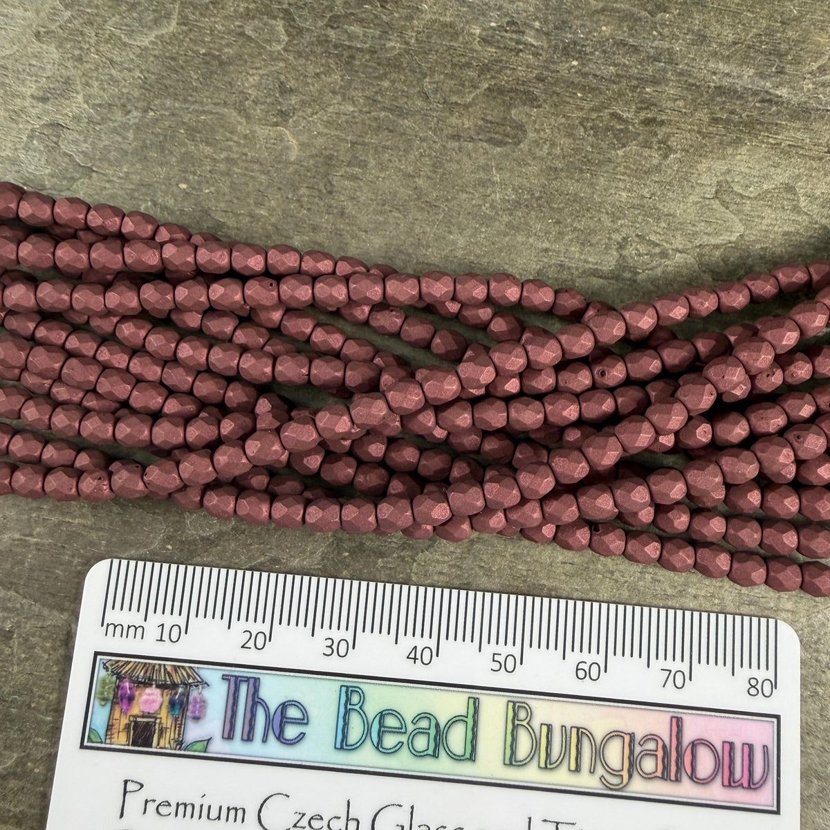 Czech Glass - 4mm Faceted Round Beads, Deep Wine Matte Finish (FP4/SM-29773) * Qty 50