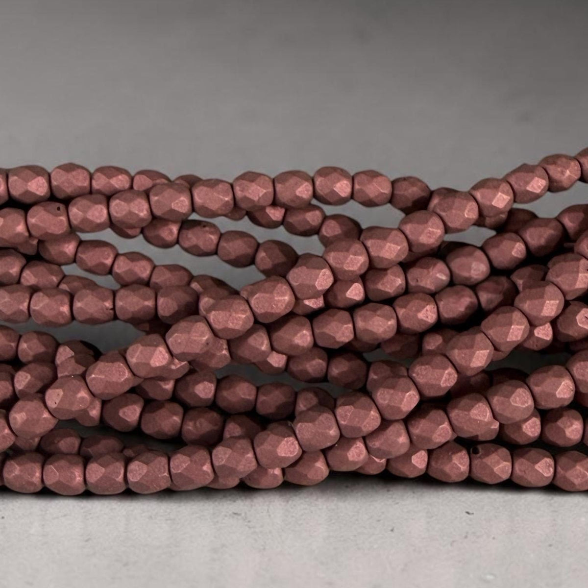 Czech Glass - 4mm Faceted Round Beads, Deep Wine Matte Finish (FP4/SM-29773) * Qty 50