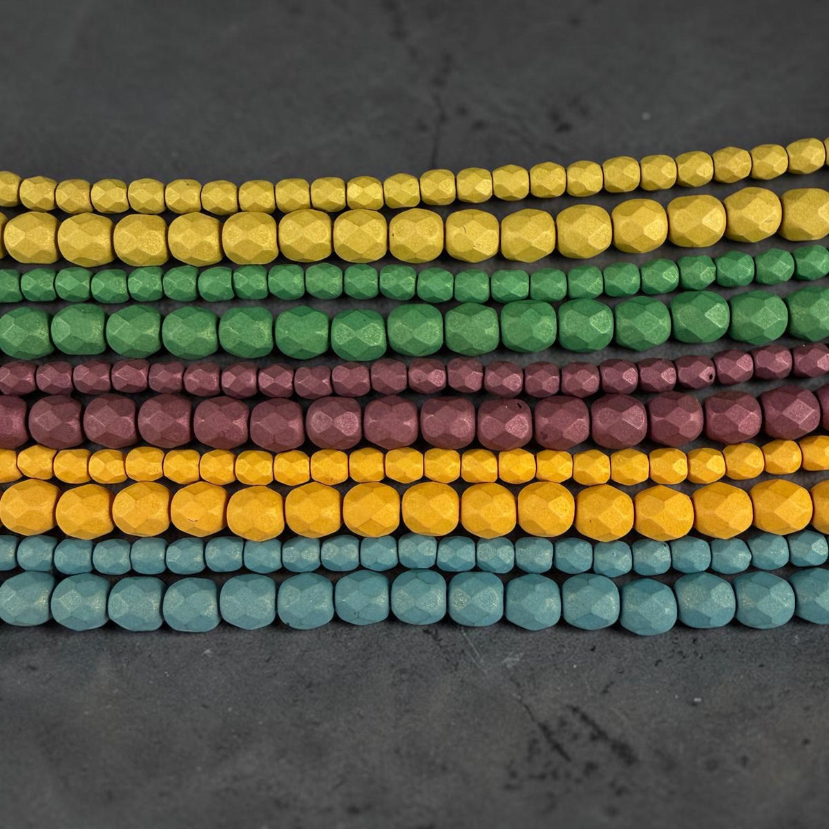 Czech Glass Beads - 6mm Faceted Round, Matte Finish Slate Blue (FP6/SM-29771) * 25 Beads