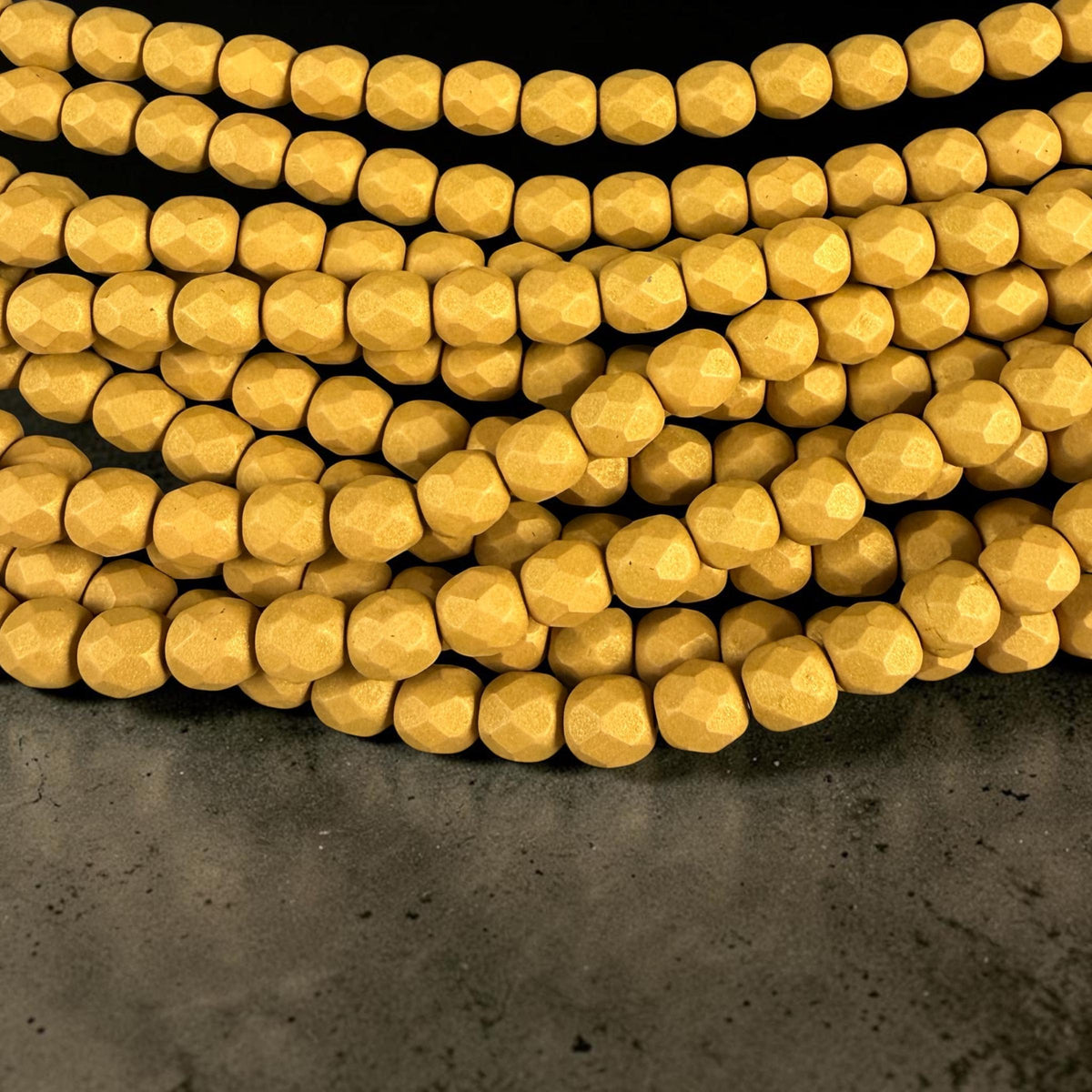 Czech Glass Beads - 6mm Faceted Round, Golden Olive Matte Finish (FP6/SM-29767) * 25 Beads