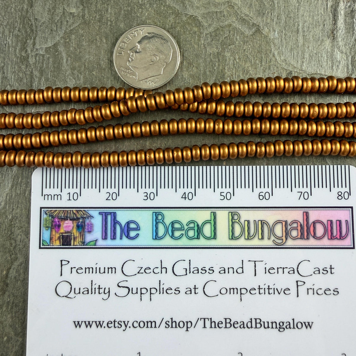 Czech Glass Beads - 4x2mm Heishi Rondelle, Matte Satin Antiqued Gold (RD4/SM-K0174) * Qty. 100