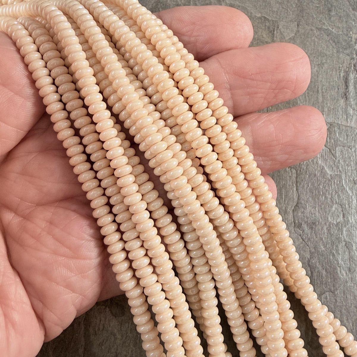 Czech Glass Beads - 4x2mm Heishi Rondelle, Ivory Beige (RD4/SM-P14413) * Qty. 100