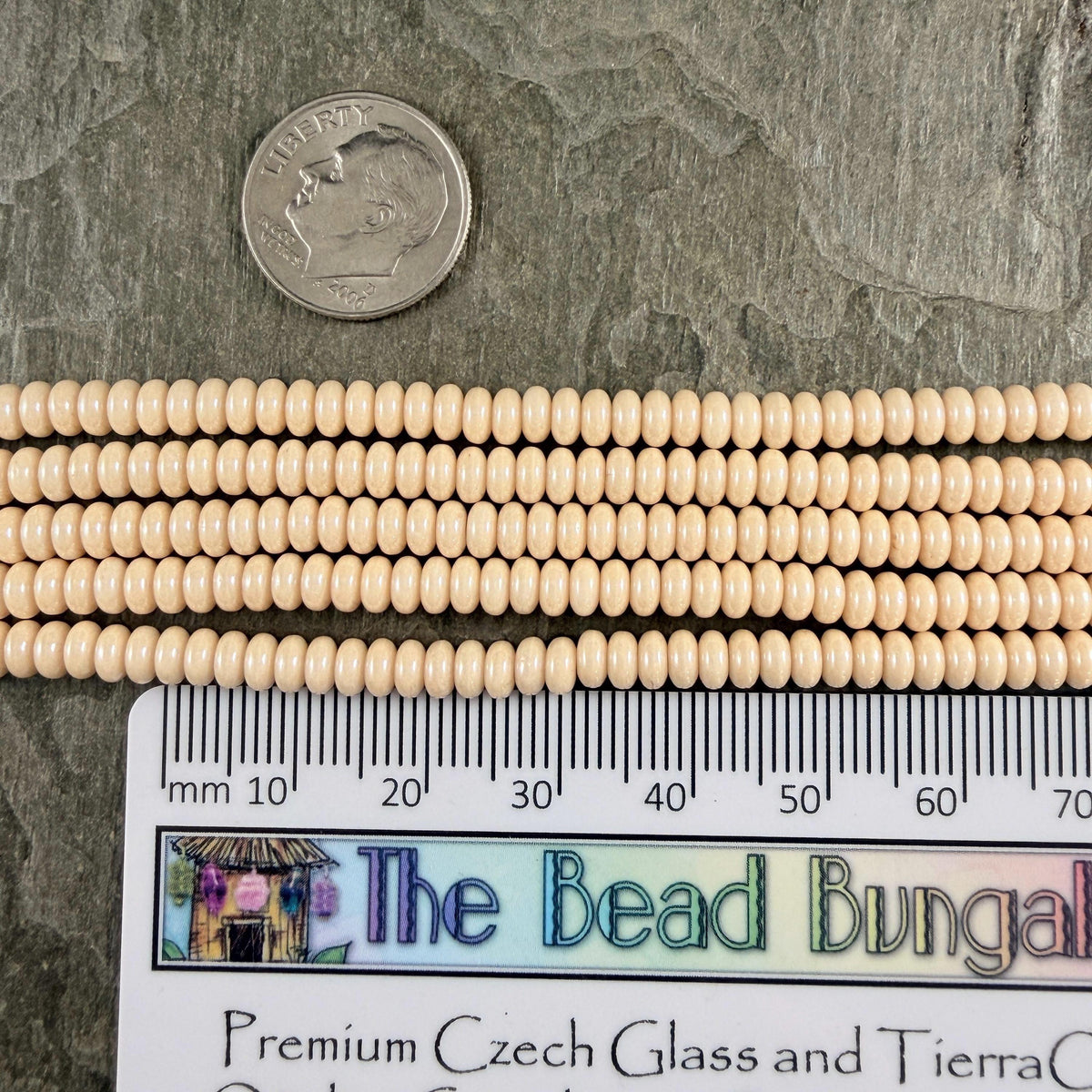 Czech Glass Beads - 4x2mm Heishi Rondelle, Ivory Beige (RD4/SM-P14413) * Qty. 100