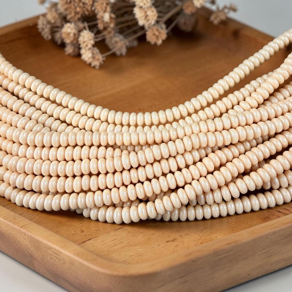 Czech Glass Beads - 4x2mm Heishi Rondelle, Ivory Beige (RD4/SM-P14413) * Qty. 100