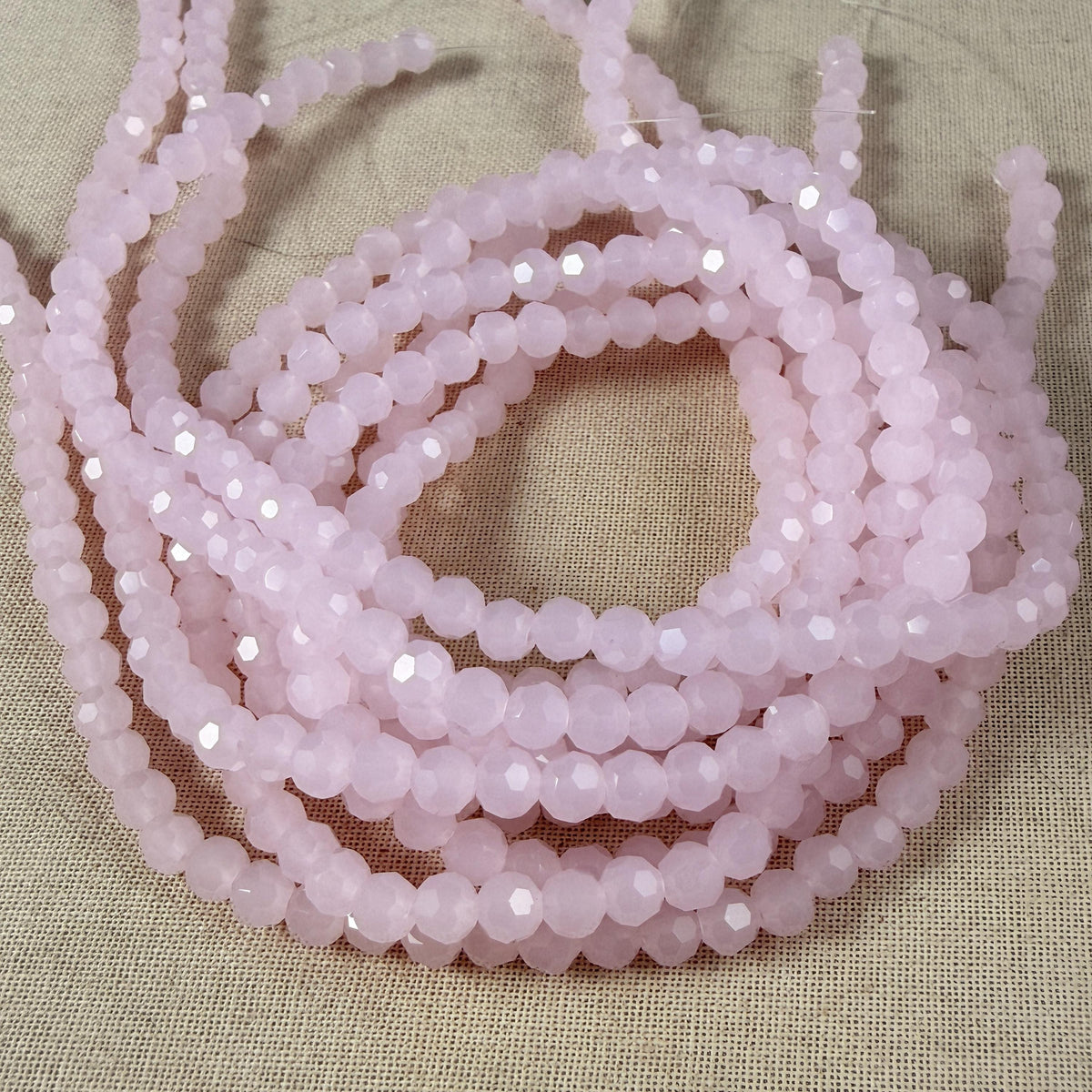 4x3mm Faceted Barely Pink Glass Beads (BarelyPink-4) * 100 Beads
