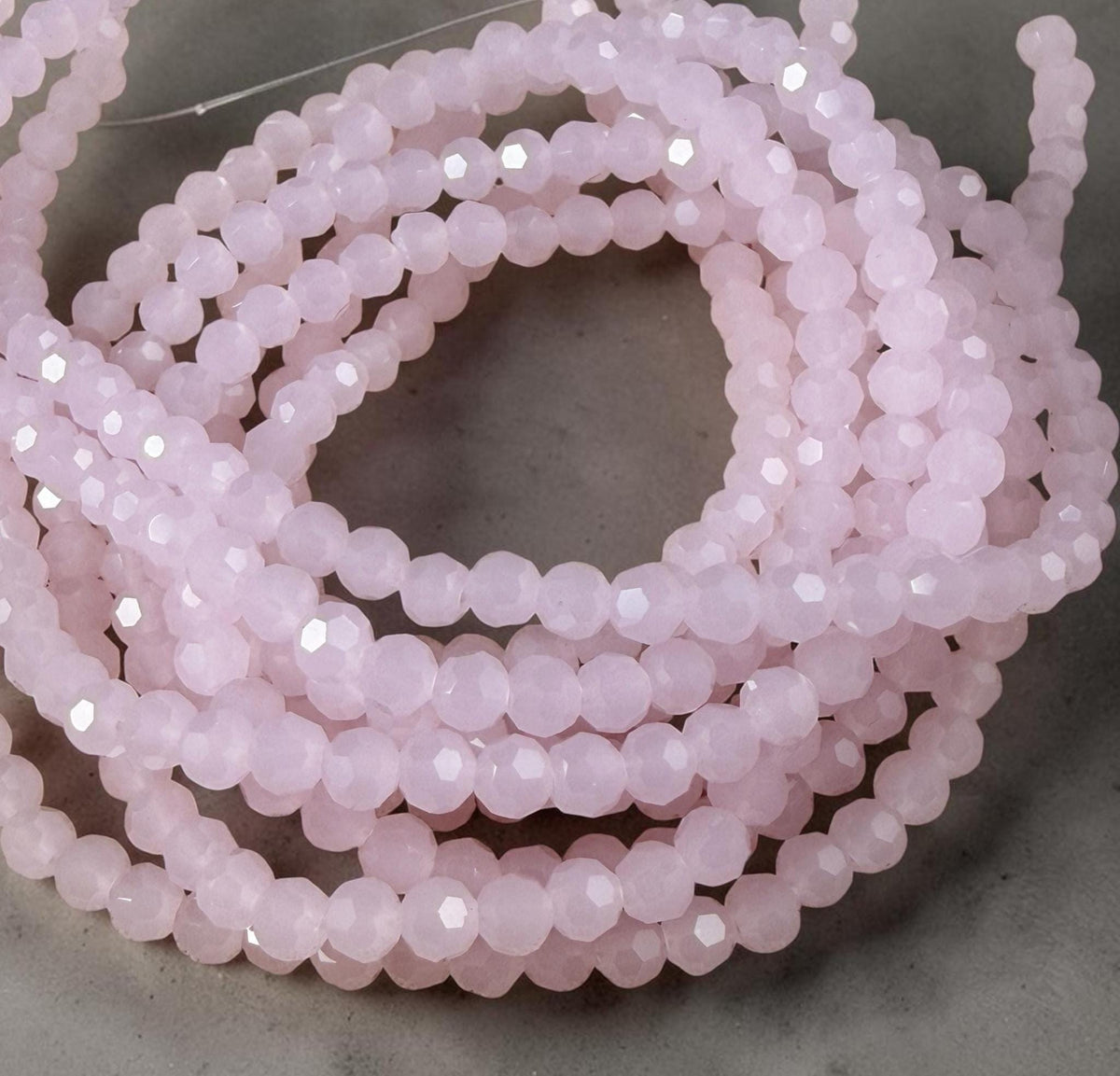 4x3mm Faceted Barely Pink Glass Beads (BarelyPink-4) * 100 Beads