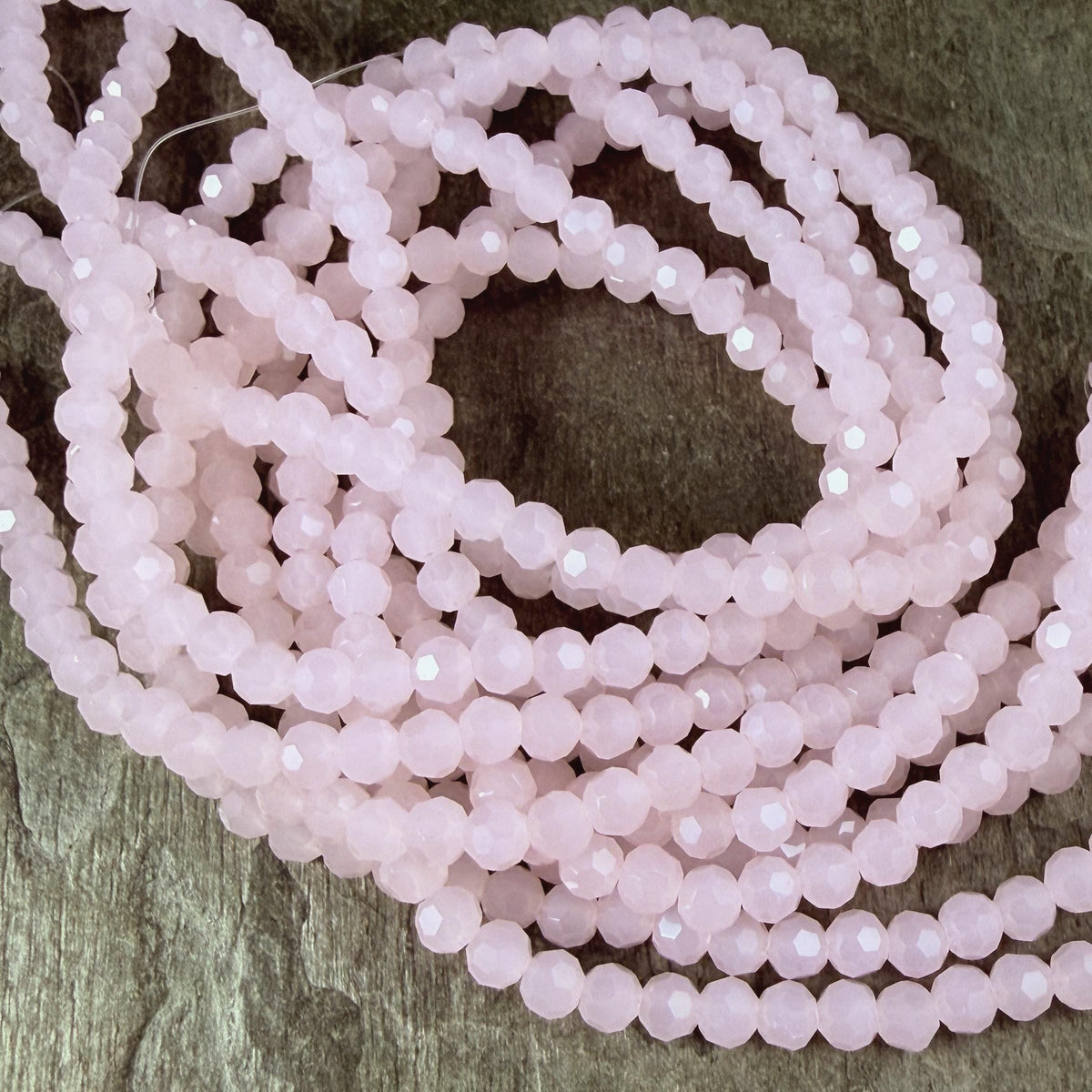 4x3mm Faceted Barely Pink Glass Beads (BarelyPink-4) * 100 Beads