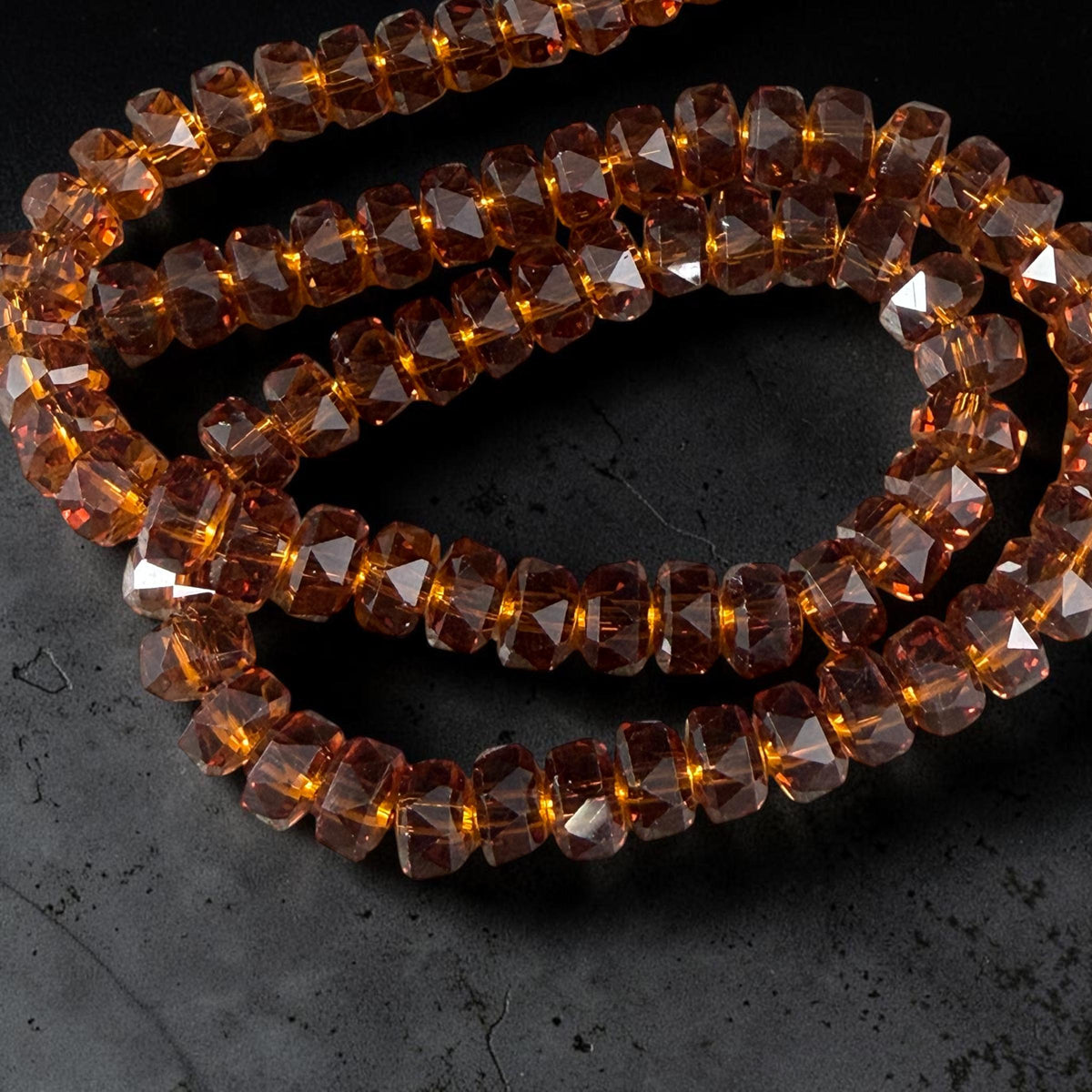 Transparent Brown 8x5.25mm Faceted Rondelle - Dark Topaz (8x5Ron-Topaz) * 30 Beads