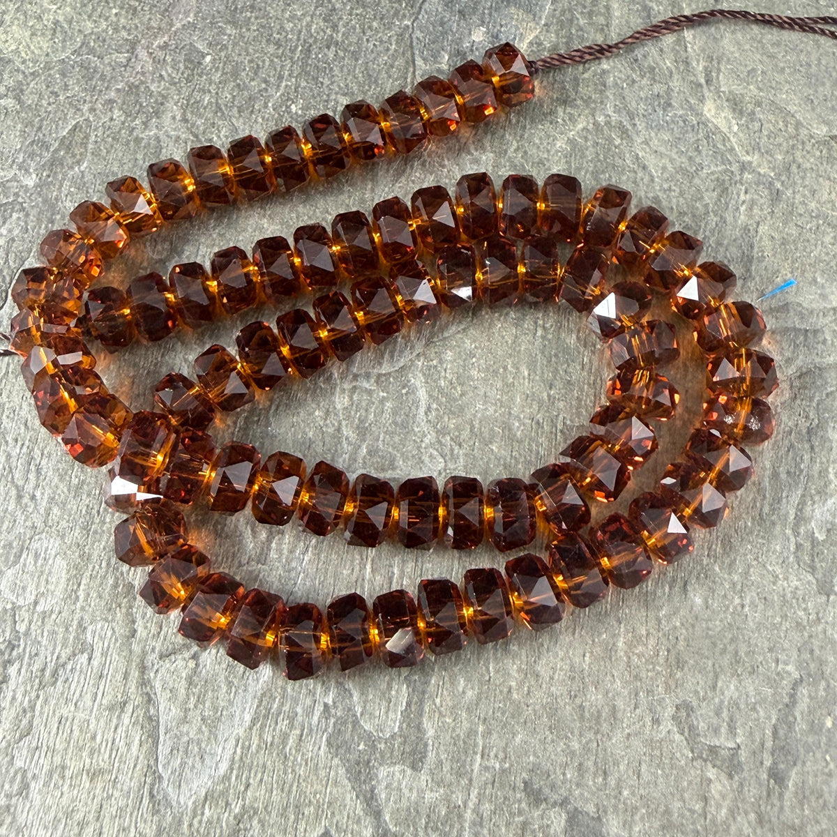 Transparent Brown 8x5.25mm Faceted Rondelle - Dark Topaz (8x5Ron-Topaz) * 30 Beads