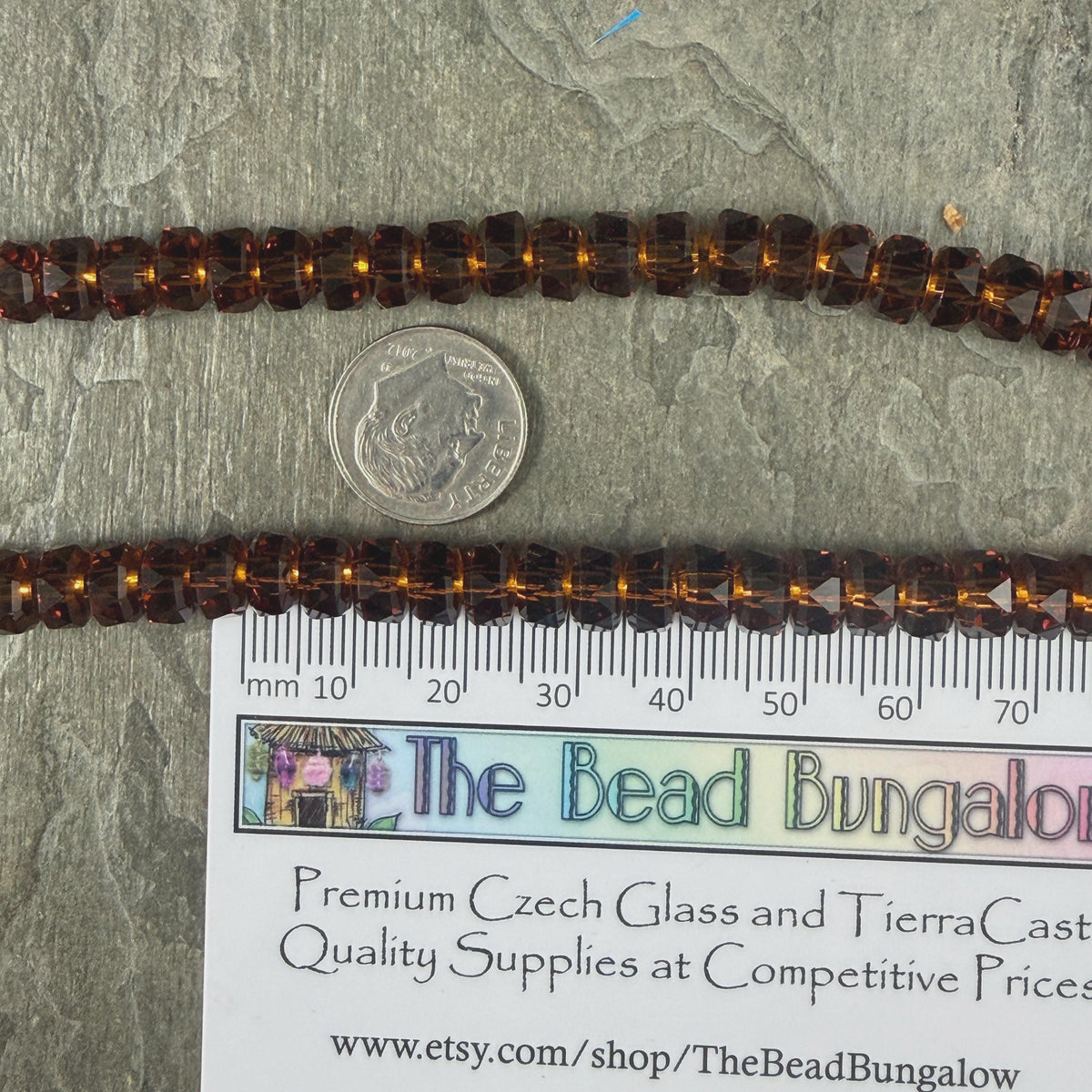 Transparent Brown 8x5.25mm Faceted Rondelle - Dark Topaz (8x5Ron-Topaz) * 30 Beads
