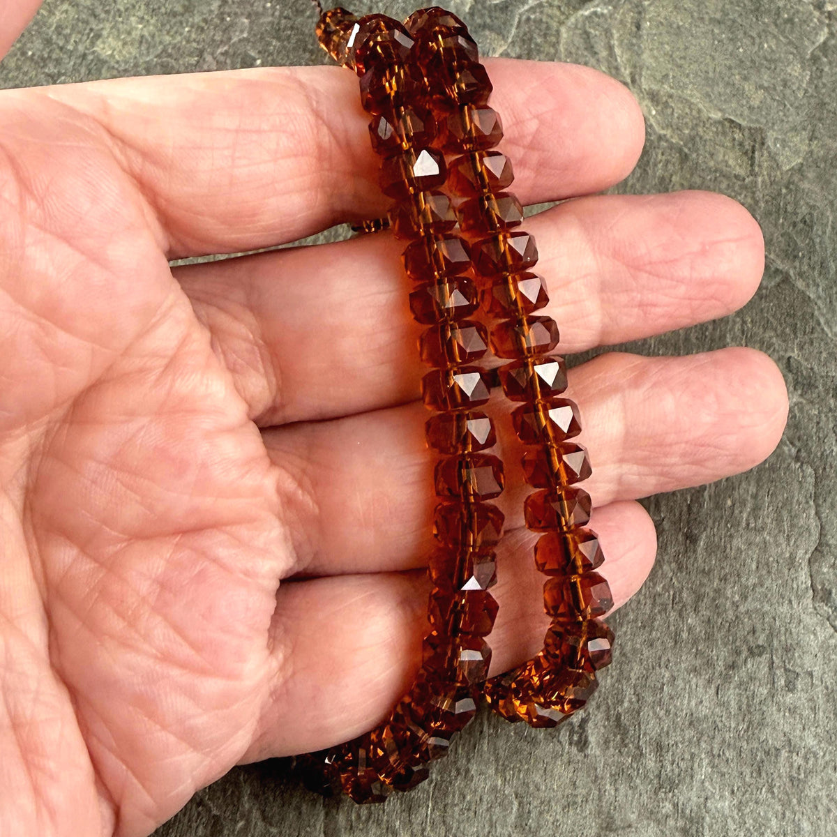 Transparent Brown 8x5.25mm Faceted Rondelle - Dark Topaz (8x5Ron-Topaz) * 30 Beads