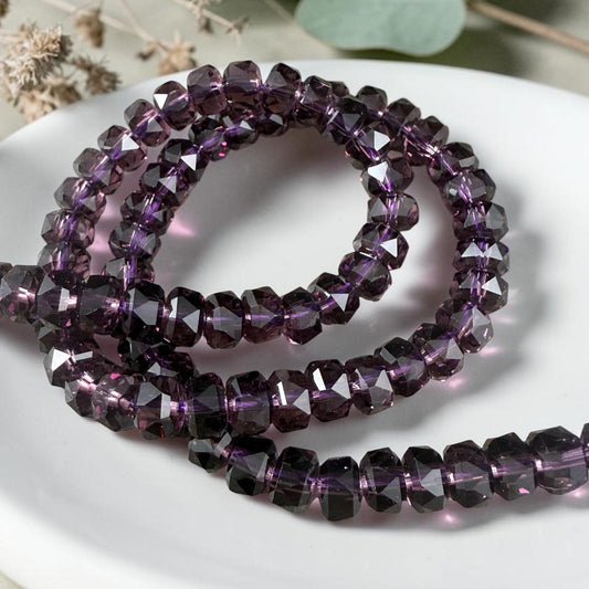 Transparent Purple 8x5.25mm Faceted Rondelle - Grape (8x5Ron-Grape) * 30 Beads