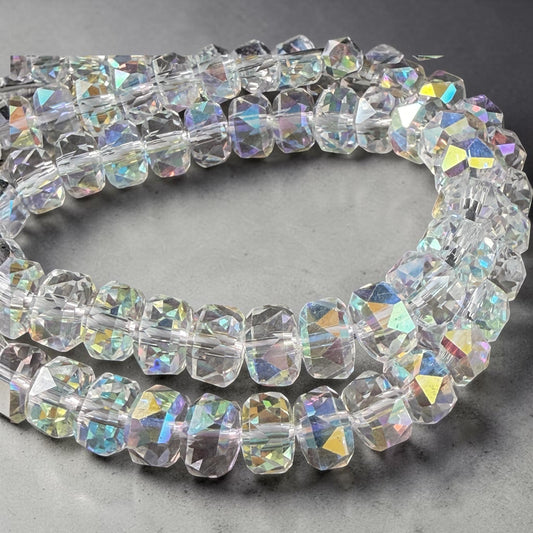 8x5.25mm Faceted Rondelle - Transparent with AB (8x5RON-ClearAB) * 30 Beads